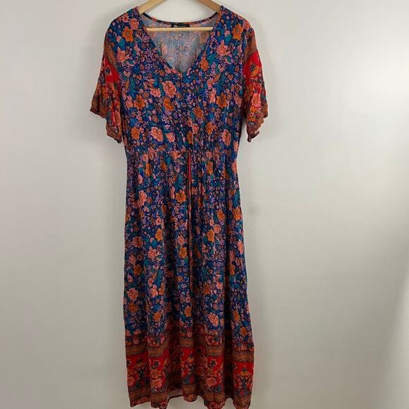 Pretty Garden Boho Hippie Flower Maxi Dress Size XL - Picture 11 of 11